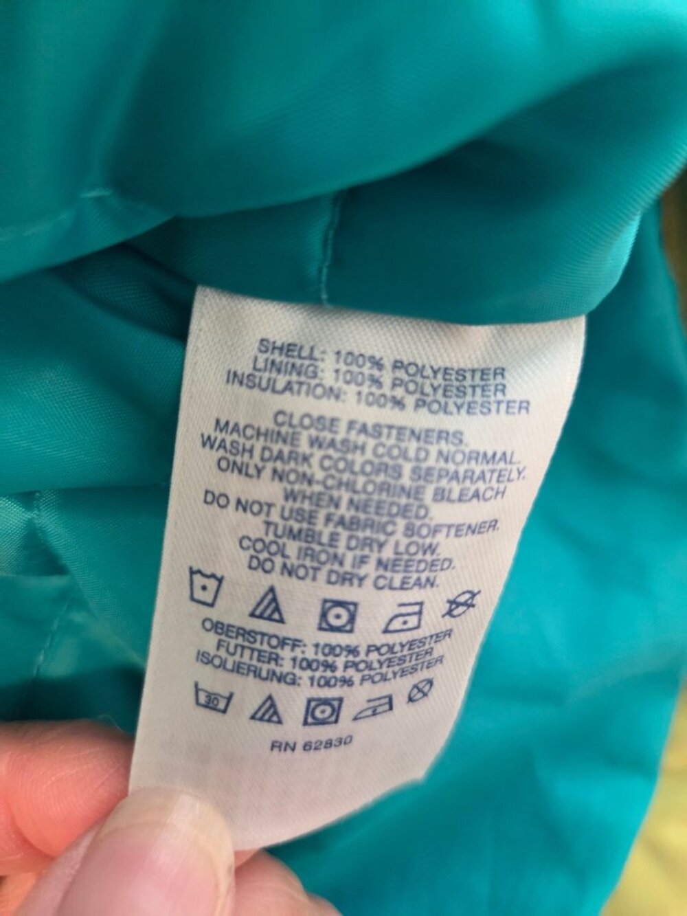 Lands End Kids Colorblock Winter Coat Hood Yellow Blue M (10-12) Polyester - Picture 5 of 8